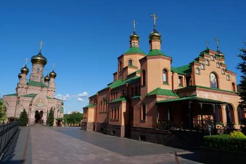 Holy Intercession Monastery, Goloseevsky Hermitage in Kyiv city, Ukraine Stock Photos