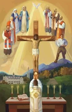 Holy jesus christ cross  easter illustration Stock Illustration
