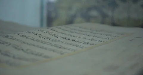 Holy Koran, the Holy Scriptures in Arabic - Hazrat Sultan Mosque 스톡 동영상 93908198