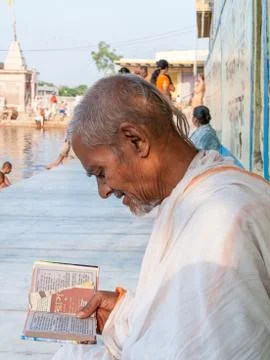 Holy Man Reading  Stock Photos