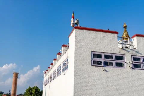 Holy Maya Devi Temple and Ashoka Pillar in Lumbini. Stock Photos