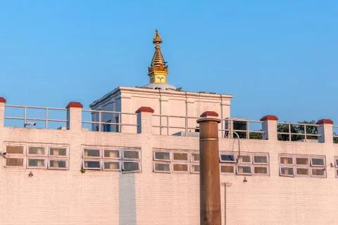 Holy Maya Devi Temple and Ashoka Pillar in Lumbini. Stock Photos