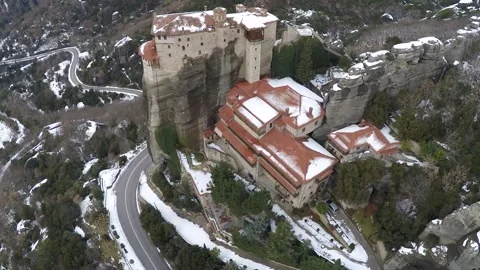 Holy Monastery of Rousanou in Meteora Stockbeeldmateriaal 145997048