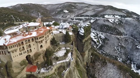 Holy Monastery of Varlaam in Meteora Stock Footage 145997060