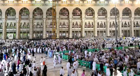 The holy mosque from outside during Isha praying Foto stock