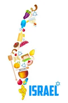 Holy object forming map of Israel Stock Illustration