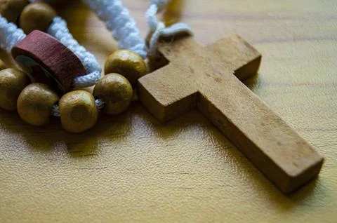Holy Rosary with customizable space for text or religious message. Stock Photos