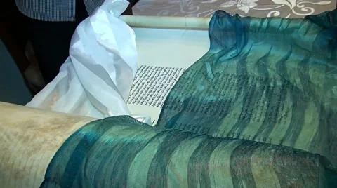 Holy scripture Torah in Hebrew, Hebrew alphabet. Stock Footage 42869212