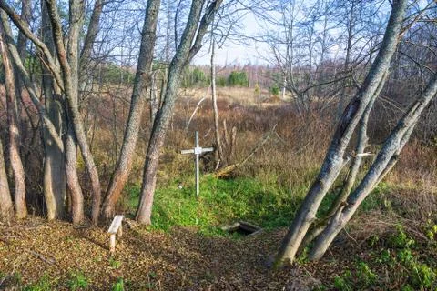 The holy spring of the blessed Simon Yuryevetsky in the autumn day. Stock Photos