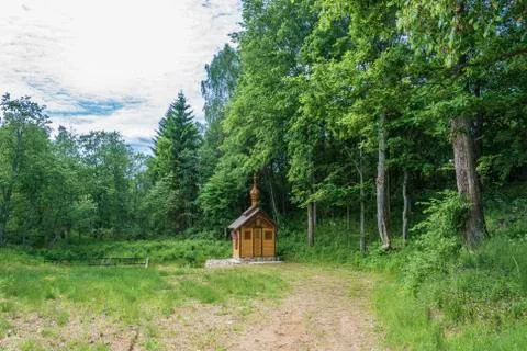 The Holy Spring of St. Macarius near the village of Karavaitsevo, Russia. Stock Photos