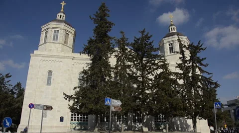 Holy Trinity Cathedral long shot Jerusalem Israel Stock Footage 49775285