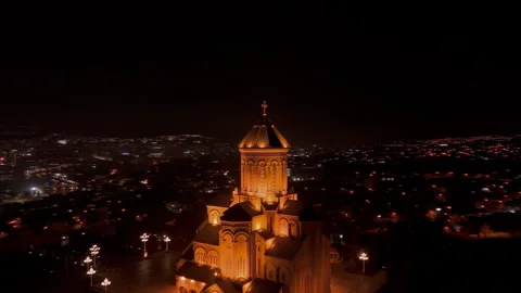 Holy Trinity Cathedral (Sameba) in Tbilisi, Georgia. Stock Footage 325303993