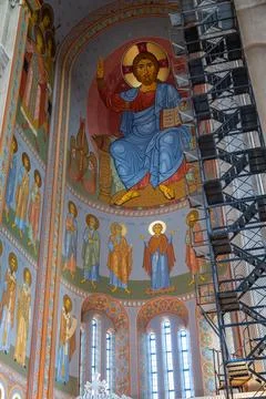 Holy Trinity Cathedral of Tbilisi (Sameba), main cathedral of the Georgian .. Stock Photos