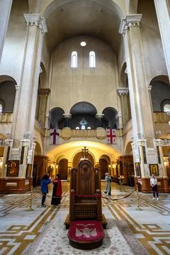 Holy Trinity Cathedral of Tbilisi (Sameba), main cathedral of the Georgian .. Stock Photos