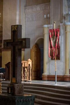 Holy Trinity Cathedral of Tbilisi (Sameba), main cathedral of the Georgian .. Stock Photos