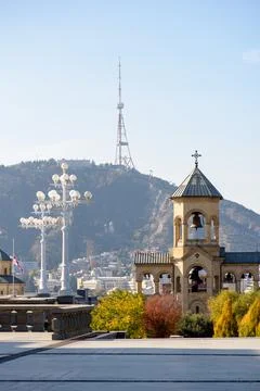 Holy Trinity Cathedral of Tbilisi (Sameba), main cathedral of the Georgian .. Stock Photos