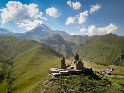 Holy Trinity Church - Tsminda Sameba in Georgia Stock Photos