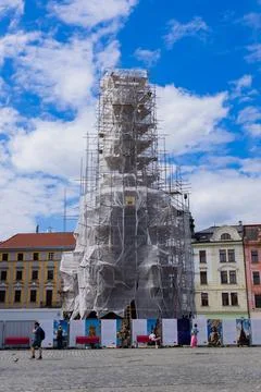 Holy Trinity Column being restored Stock Photos