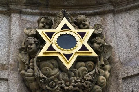 Holy Trinity column, Market square, Spa Karlovy Vary, Czech Republic Stock Photos