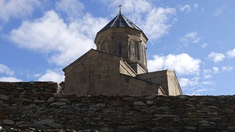 Holy Trinity Monastery in Kazbegi Georgia Stock-Footage 102628114