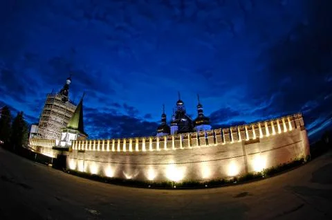 Holy Trinity Monastery in twilight. Tyumen. Russia Stock Photos