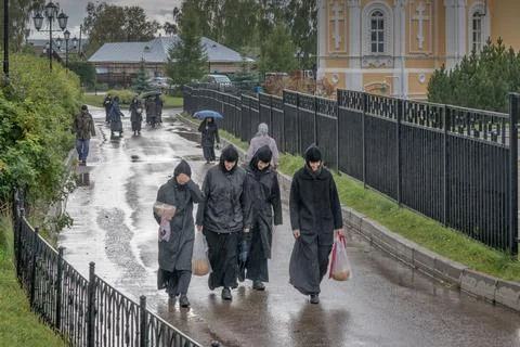 Holy Trinity-Saint Seraphim-Diveevo Monasteryone Diveyevo sisters Stock Photos