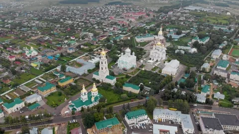 Holy Trinity Seraphim-Diveyevo Monastery. Russia. Drone footage Video stock 306354372