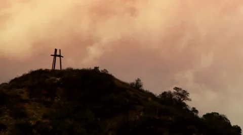 Holy trinity symbol atop a hill in time lapse Stock Footage 45296306