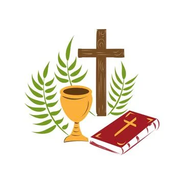 Holy Week. Christian Easter icon symbols. Stock Illustration