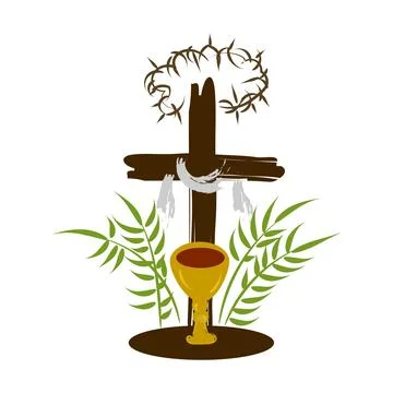 Holy Week. Christian Easter icon symbols. Stock Illustration