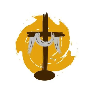 Holy Week. Christian Easter icon symbols. Stock Illustration