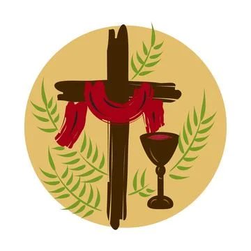 Holy Week. Christian Easter icon symbols. Stock Illustration