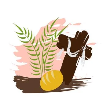 Holy Week. Christian Easter icon symbols. Stock Illustration