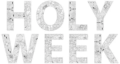 HOLY WEEK for coloring. Vector decorative zentangle object for decoration Stock Illustration