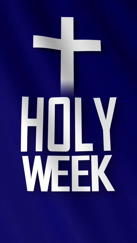 Holy Week Cross on Blue Flag Background Vertical Video Stock Footage 331428420