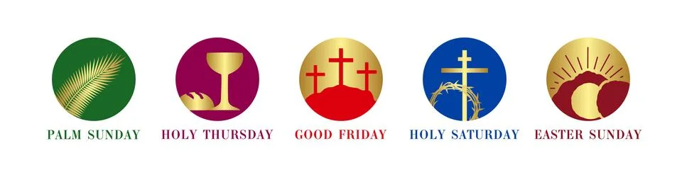 Holy Week icons set for Easter Sunday holiday poster transparent Ilustração Stock