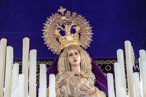 Holy Week Procession of the Paso (Platform or Throne) Our Lady of the Angels Stock Photos