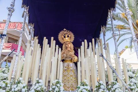 Holy Week Procession of the Paso (Platform or Throne) Our Lady of Calvary, Saint Stock Photos