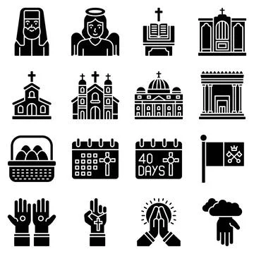 Holy week related solid icon set 2, vector illustration Stockillustratie