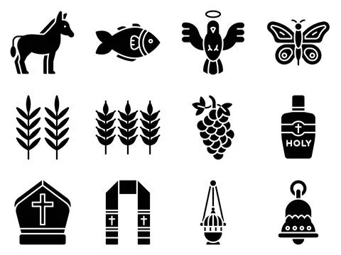Holy week related solid icon set 3, vector illustration Stockillustratie