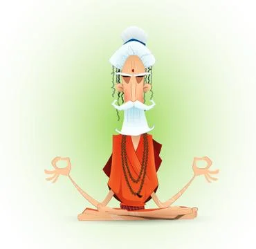 Holy yogi in deep concentration. Stock Illustration