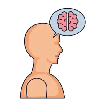 Homanoide profile with speech bubble and brain vector illustrator Illustrazione stock