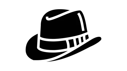 Homburg hat cap glyph icon animation Stock Footage 224853154
