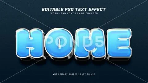 Home 3d blue text effect editable PSD Template