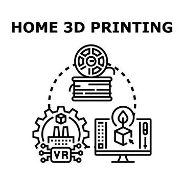 Home 3d printing ecosystem developing innovative manufacturing technology Stock Illustration