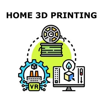 Home 3d printing ecosystem developing innovative manufacturing technology Stock Illustration