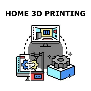 Home 3d printing technology creating custom objects Illustration