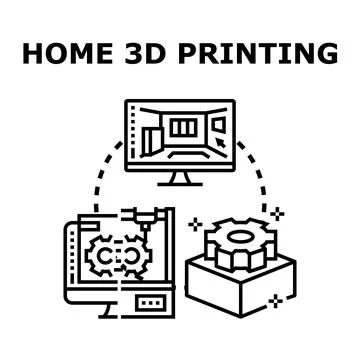 Home 3d printing technology creating custom objects Illustration