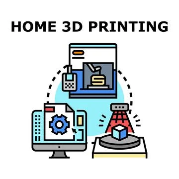 Home 3d printing technology creating digital manufacturing Stock Illustration