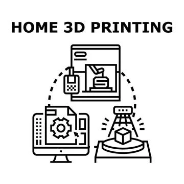 Home 3d printing technology creating digital manufacturing Stock Illustration